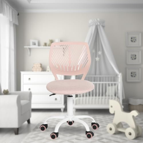 FurnitureR Chaise de Bureau Polyvalente pour Enfants, Chaise de Travail sans Accoudoirs à Hauteur Réglable, Chaise d'Étude Pivotante Colorée pour L'école et Le Bureau à Domicile, Morandi Rose
