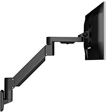 Soporte de escritorio para monitor individual, plegable, montado en la pared, brazo ajustable de 22 pulgadas y 30 pulgadas, soporte de pared para monitor con capacidad para hasta 17.6 libras
