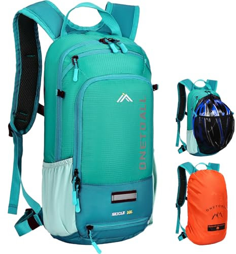 LOCAL LION ONETOALL Fahrradrucksack Klein 10L mit Regenschutz und Helmnetz, Skirucksack für Damen und Herren, Kleiner Wanderrucksack Wasserdicht zum Skifahren Radfahrren Wandern Tagestour