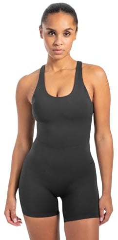 SMILODOX Jumpsuit Damen Aleyna, ärmelloser Einteiler kurz, Overall mit Shaped Fit & Rundhals, atmungsaktiver & elastischer Sportanzug, Ganzkörperanzug ideal für Fitness, Yoga & Freizeit