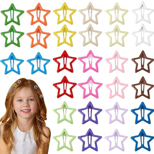 BQRKOTM 50pz Fermagli per Capelli Stella Colorato Mollette per Capelli Stella Clip per Capelli di Metallo a Forma di Stella Accessori Capelli per Ragazze Donna (Colore casuale)