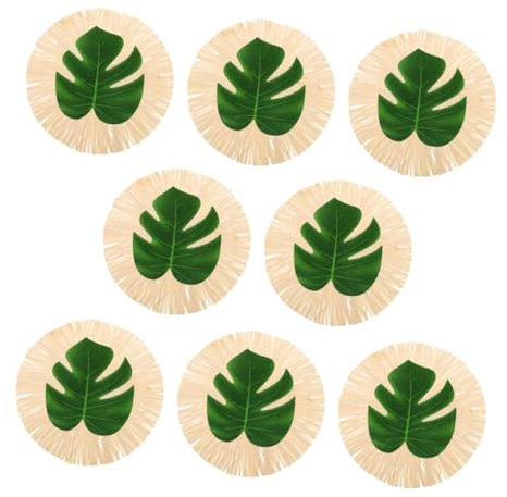 Ciieeo Ensemble Hawaï Table en Feuille De Palmier Sets De Table Ronds Élégants pour Le Dîner