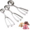 3Pcs Ice Cream Scoop, Stainless Steel Ice Cream Scooper with Trigger Release, Scooper for Cookie Dough Muffin Baking & Dessert, Fruit and Meatball, 3 Size - Large/Medium/Small