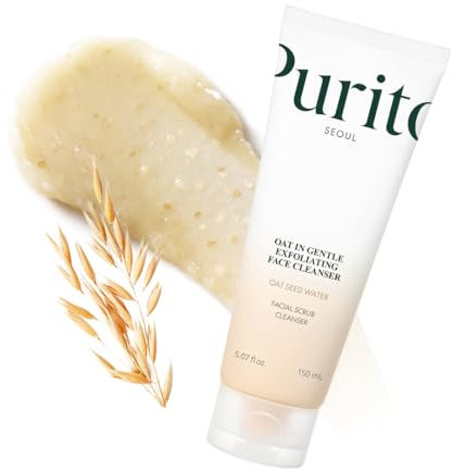 PURITO Korean Oat Exfoliating Facial Polish Gentle & Effective Daily Scrub Hydrating Face Cleanser Oat Seed Water Vegan Skincare Mild Non-comedogenic Soothing Solution All Skin Types 150ml
