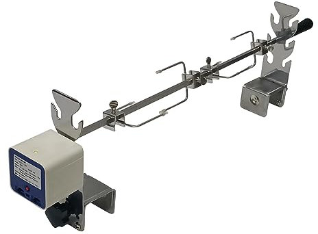 Universal Rotisserie Kit für Outdoor Camping BBQ Quick Install Spit Grill mit verstellbarer Höhe und Länge Heavy Duty Motor und Hühnergabel Zubehör DC 5V Powered