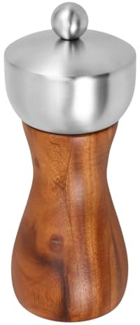 HEALLILY Handbetriebene Pfeffermühle Holz 12,7cm mit Keramikmahlwerk Edelstahlkopf Manuelle Salz und Pfefferstreuer für Küche Einstellbarer Mahlgrad