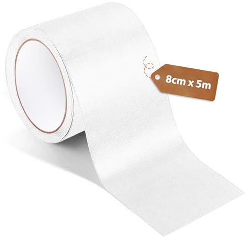 Zevmi Markisen Reparatur Klebeband PVC: 8 CM x 5 M Reparatur Klebeband Wasserdichtes Markise Flicken Reparaturset für LKW Abdeckplane Zelt Markise (Weißer)