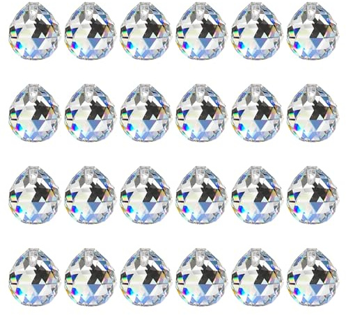 HHXUUAN 20Stück Kristallkugel Sonnenfänger,20mm Prisma Regenbogen | durchlässig, ohne scharfe Kanten, für Fenster Deko, Feng Shui, Mückenschutz, Hochzeit, Basteln, dekorativ hängend