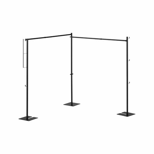 YAMAZAKI Tower Klappbarer Zweistangen-Wäscheständer, schwarz | Stahl, Für den Innenbereich, Cleveres Eckdesign, Zusätzliche Haken, 25 x 278,6 x 142 cm, Japanisches Design