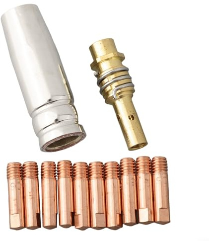 12Pcs Tip Nozzle Tip Holder Nozzle ​Schweißbrenner MB15 MIG Düsen Spitzen Halter Halbautomatische Schweißhaube Verbrauchsmaterial Halter (0,6 mm)