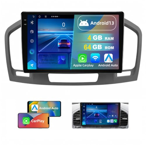 DVRMEDIA 4GB+64GB Android Autoradio für Opel Insignia A 2008-2013 VFL, 9 Zoll QLED Touchscreen mit Kabellos CarPlay & Android Auto| 1080P Rückfahrkamera, GPS WiFi Bluetooth DSP FM RDS USB