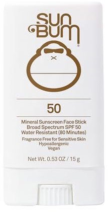 Sun Bum Mineral LSF 50 Gesichtsstick-Sonnenschutz, wasserabweisend, Breitspektrum-Sonnenschutz mit Vitamin E, hypoallergen, Hawaii 104 Act konform (Octinoxat- und Oxybenzonfrei), reisefreundlich, 15 g