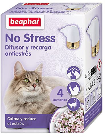 Beaphar No Stress Kit Antiestres Natural Gato 30ml, Difusor y Recarga, Reduce Estrés y Ansiedad, Arañazos, Miedos, Cambios Entorno, Ruidos, Marcaje con Orina, Conflictos, 30ml