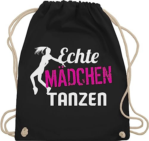 Turnbeutel Rucksack - Geschenk - Echte Mädchen tanzen - Tänzerin - Unisize - Schwarz - sportbeutel kinderturnbeutel dance echt beutel tanz maedchen beutelrucksäcke damen mit spruch tanzsport