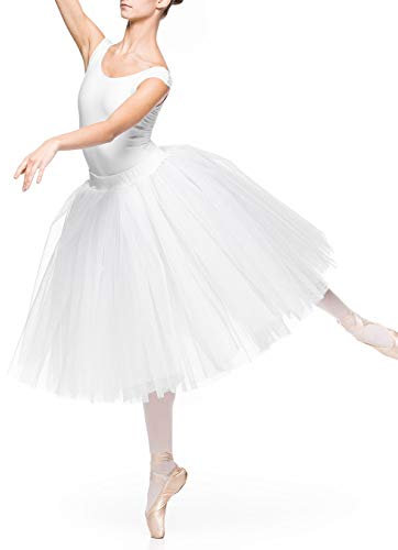 Arabesque Damen Romantisches klassisches Tutu (Ballettkostüm) Ballett Tutu Rock 3 -lagiger Tüll Giselle (Weiß, M/L)