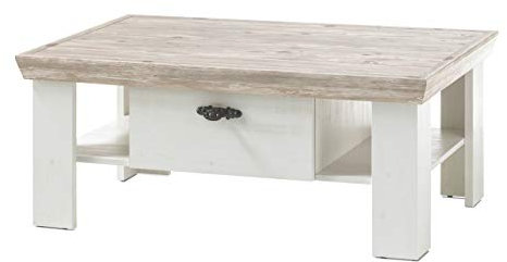 Newfurn Couchtisch Wohnzimmertisch Landhaus II 109x45x 69 cm (BxHxT) II [Amelie.Twelve] in Pinie Weiß/Pinie Weiß Wohnzimmer