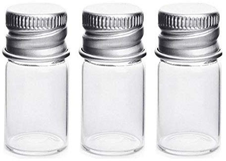 12PCS 30 ml Mini-leere Klarglas Wunschflasche mit Aluminium-Schraubverschluss Deckel für Süßigkeiten Gesundheit Produkt Probe Glas Fläschchen Halter Kosmetik Behälter