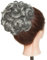 TESS Moño Postizo con Peine Gris Oscuro, Pelo Natural 90g Rizado, Postizos y Coletas con Pinza
