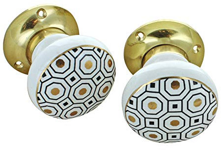 G Decor Royal Gold I Colour Ceramic Mortice Door Knobs Interior, Home Improvement Accessories, Bedroom Bathroom Kitchen Handles (Pair)
