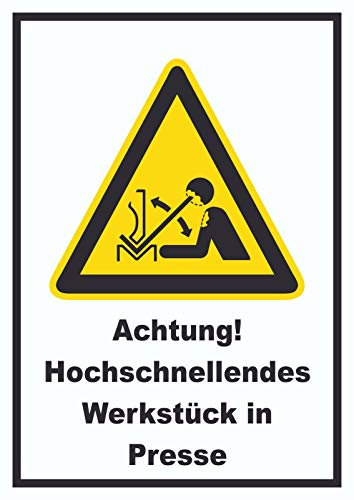 HB-Druck Achtung Hochschnellendes Werkstück in Presse A1 Rückseite selbstklebend Schild