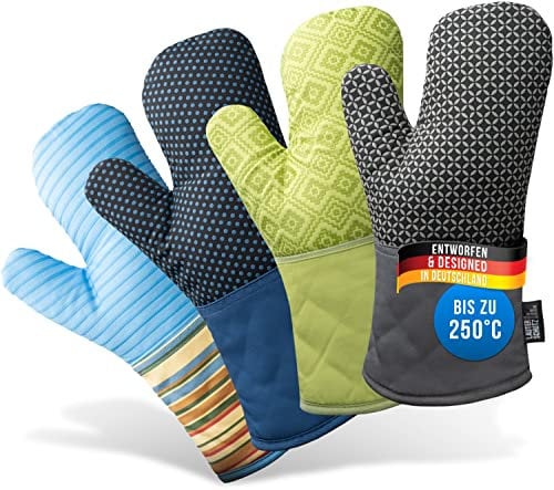 LauterSchutz® Gants de Four en Paire - avec revêtement en Silicone pour Un Soutien Optimal et Une résistance à la Chaleur (Chaleur de Contact: 250 ° C) dans différentes Couleurs (Bleu foncé)