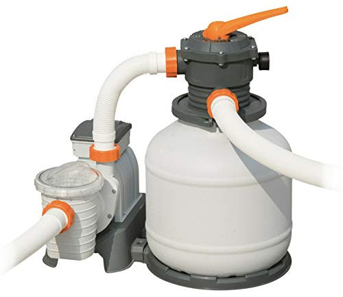 Impianto di filtraggio a sabbia Bestway Flowclear, pompa filtro a sabbia, sistema di pulizia della piscina (58499-1 – 8,327 l/h – con timer)