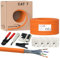 100m CAT 7 Verlegekabel Netzwerkkabel Datenkabel CAT7 + 4X Netzwerkdose Cat6a + 1x Werkzeugset Crimpzange Abisoliermesser Tester Werkzeug Set 4 in 1 für Netzwerkinstallation und Telefoninstallation