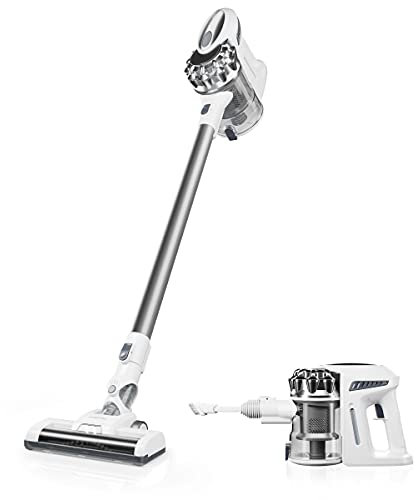 PUWEIKE Staubsauger Kabellos, 4 in 1 Akku Staubsauger Kabellos mit LED Elektrobürste, 23KPa Saugleistung, bis zu 35 Min, Perfekt für Tierhaare Hartboden Teppich by