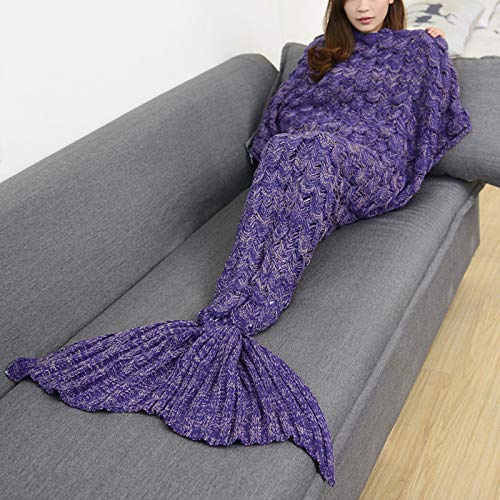 BWBG Meerjungfrau Decke Meerjungfrau Decke FüR Kinder Purple, Alle Jahreszeiten Schlafsack FüR Kinder, Meerjungfrau-Schwanz-Decke FüR MäDchen Geschenke- 140x70cm