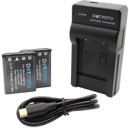 Dot.Foto LI-40B, LI-42B Premium 740mAh Battery (2-pack) & LI-40C type USB Battery Charger for Olympus C-25, C-520, C-540, C-550, C-560, C-570 / D-630 ZOOM, D-720, FE-20, FE-150, FE-160, FE-5035