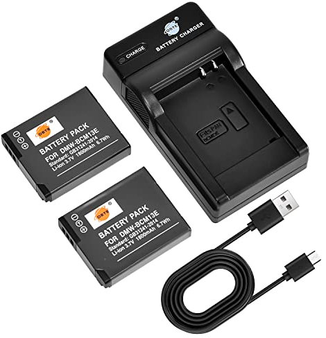 DSTE DMW-BCM13E Camera Battery (2-pack) and Charger Compatible with Panasonic Lumix DMC-FT5 DMC-TS5 DMC-TZ37 DMC-TZ40 DMC-ZS27 DMC-ZS30