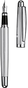 Otto Hutt design 02 Füllfederhalter 038-61046 – Füller aus 925er Sterling Silber mit Streifen Guilloche und matter Oberfläche in der Farbe Silber – Federstärke EF