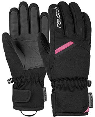 Reusch Coral R-TEX XT Winddichte, wasserdichte, extra atmungsaktive und warme Winterhandschuhe Fingerhandschuhe Schneehandschuhe Skihandschuhe für Damen, 7788 Black/Bordeaux Melange, 6,5