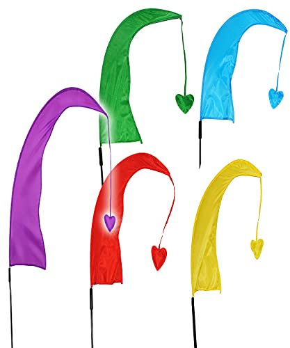 5 Stück: XXL - 2,2 m - Windfahne/Balifahne - bunte Farben - mit Fahnenstange - Windrichtungsanzeige - aus Nylon/Flagge Windrichtungsanzeiger - für Außen -..