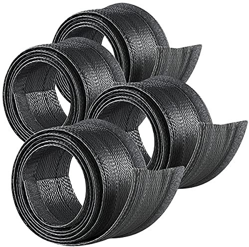 dream audio Kabelschlauch flexibel: 4er-Set Flexible Kabelschläuche mit Klettverschluss, je 1,8 m, schwarz (Kabelschutz-Schlauch, Flexible Kabelkschläuche)