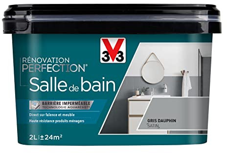 V33 Peinture de rénovation salle de bain, Rénovation perfection Gris dauphin satin 2L