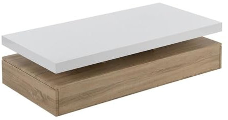 Vente-unique - Table Basse Felix - 2 Tiroirs - MDF - Coloris : Chêne et Blanc