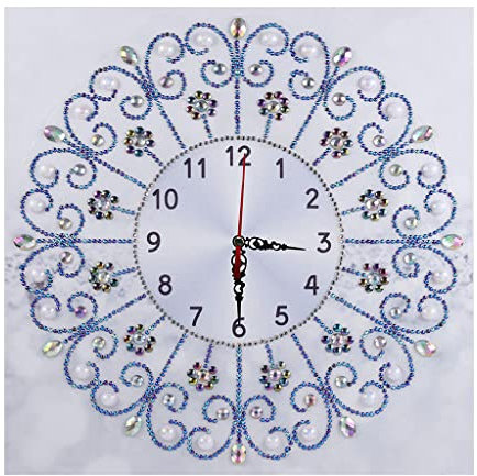 perfk Malerei 5d Diamond of Painting Set - Handarbeit Klebebild Uhr mit - für -Dekoration, Weiß