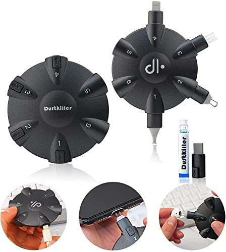 All in one Charging Port Cleaning Kit, Phone Cleaner Tool for iPhone/Type C, Port Cleaner Kit for Speaker/Switch/Earpieces, Restore Intermittent Connectivity and Arcing/Oxide Damage, Black