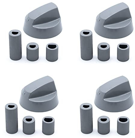 CABLEPELADO Manija perillas mando Universal para Horno, Perilla placa de vitrocerámica, Perillas de Cocina, Manija cocina de gas, Incluye adaptadores, 4 cm diámetro, Pack 4 unidades, Gris