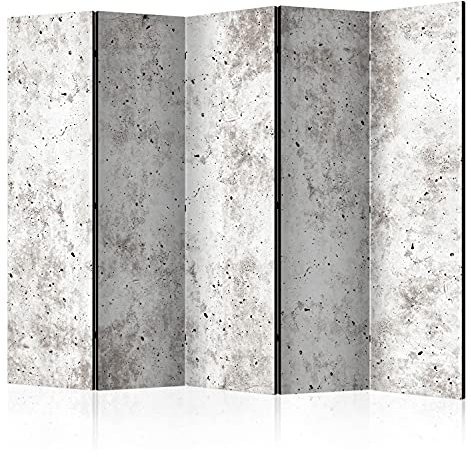 murando Akusticher Raumteiler Betonoptik Foto Paravent 225x172 cm beidseitig auf Vlies-Leinwand bedruckt Akustikschaum Trennwand Spanische Wand Sichtschutz Home Office 3D Effekt Loft grau f-C-0168-z-c