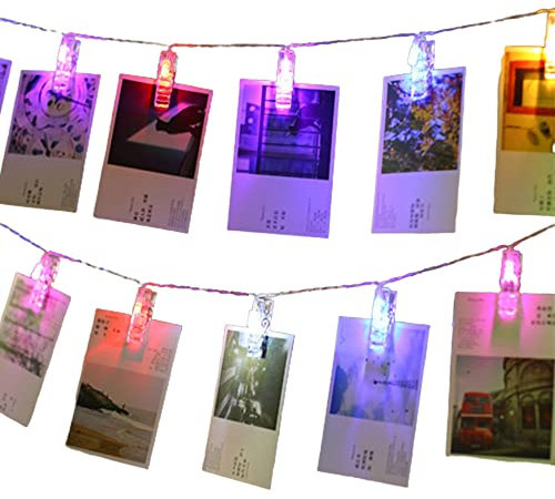 WDDP Photos De Guirlandes Lumineuses, Clips Photo Led Guirlandes ?Lumineuse, Guirlandes Lumineuses à Clip Photo, Guirlande Lumineuse Porte Photos, Style De Couleur Idéal Pour Anniversaires, Festivals