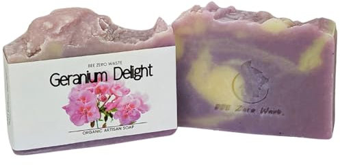 Soap Bar | UK Handmade | natural Organic Vegan | cold processed body soaps | cruelty, Palm oil and plastic free | botanical artisan soap (GERANIUM DELIGHT)