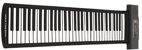 Roll-Up-Piano, 61 Tasten, Tragbares MIDI-Elektronikpiano, LED-Anzeige, Elektronisches Hand-Rollklavier, Pädagogische Elektronische Digitale Musikklaviertastatur, für Anfänger, Erwachsene,(Schwarz)