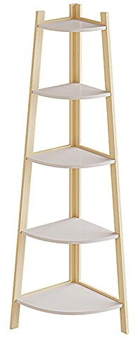 Shelves for Storage Stylish Corner Ladder Shelf Shelving Stand Unit Wall Leaning Bookcase Storage Display Book Shelf for Office Living Room 5-Tier Storage Rack (Color : Grey)