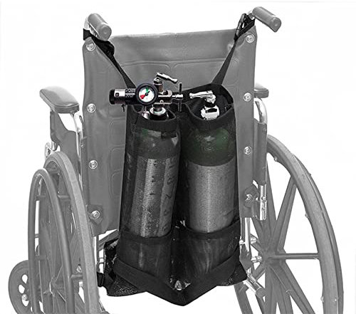 CUSENA Porte-Bouteille d'oxygène Sac à Dos d'oxygène en Fauteuil Roulant Sac de Transport pour Fauteuil Roulant et Walker, s'adapte à D et E Bouteille de Cylindre,Noir,70x25cm