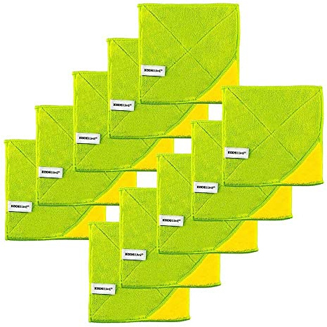 Kochblume 1-5-10er Set/Microfasertuch Putztuch 18 x 18 cm (10er Set, grün-gelb)
