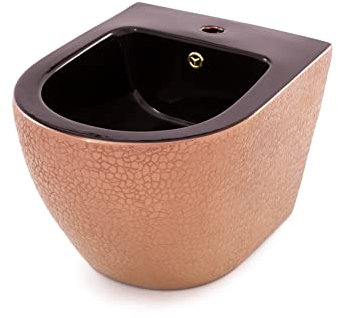 Hänge-Bidet Spülrandlos | Farbe Weiß Goldbronze Wand Bidet mit Befestigungssatz für Montage Popo Dusche