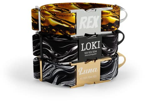 DogNotFox Dog Collar With Personalised Name PhoneLaser Engraved Metal Retractable Quick Release Buckle Liquid Metal Cyber Small