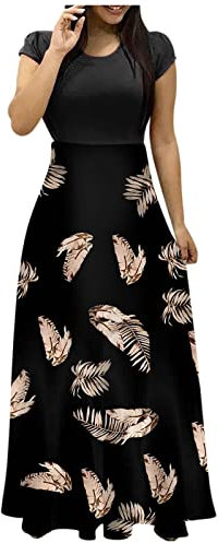 Generic Damen Rockabilly Kleider Damen Kleider Mit Trompeten Arm Sommer Kleidung Für Damen Kleider Hochzeit Gast Große Größen Sommerkleid Schwarz Damen Kleider Blumen Schlicht Glitter Kleid Damen